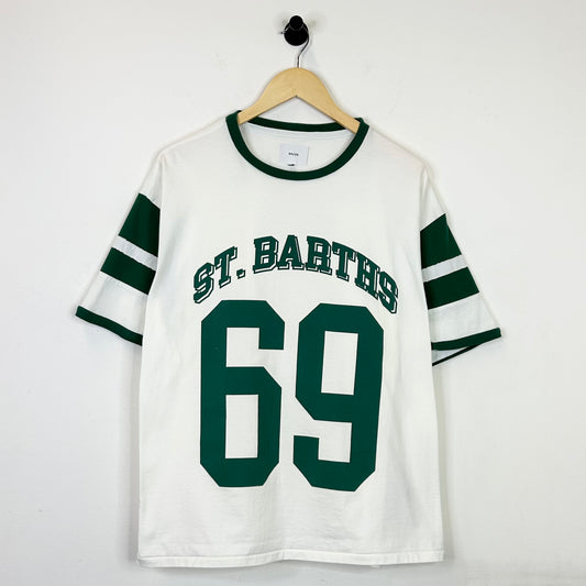 RHUDE SAINT BARTHS GREEN STRIPED TEE