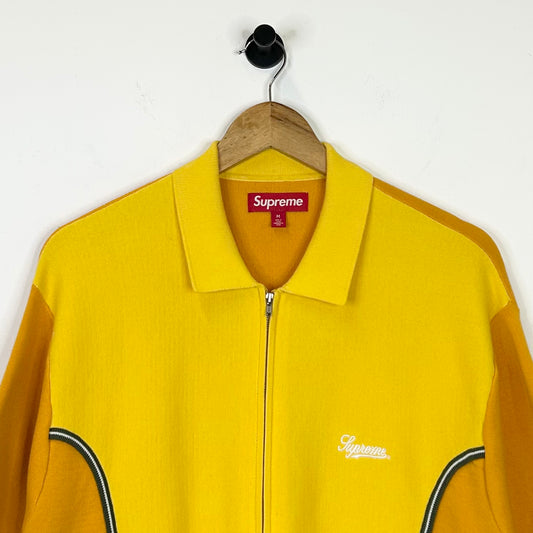 SUPREME YELLOW GREEN STRIPED ZIP UP SHIRT