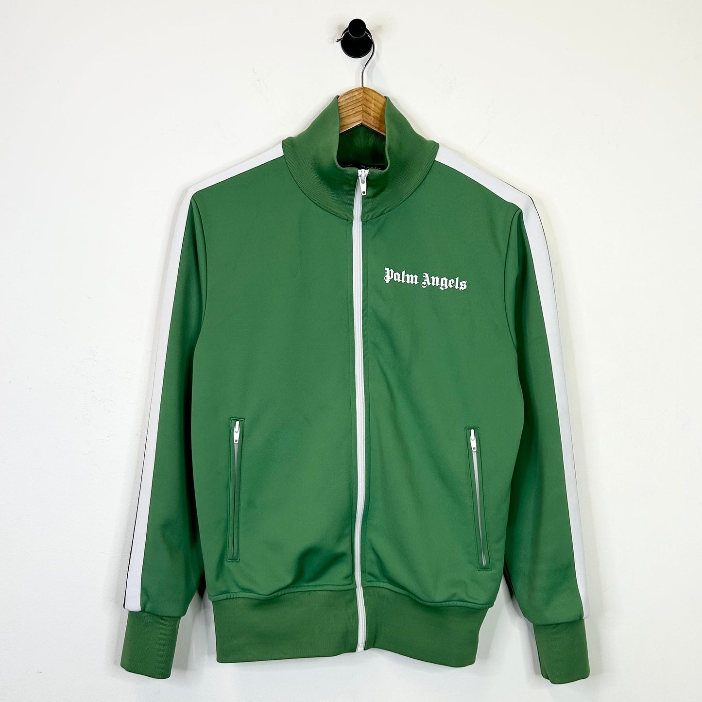 PALM ANGELS GREEN WHITE STRIPE TRACK JACKET