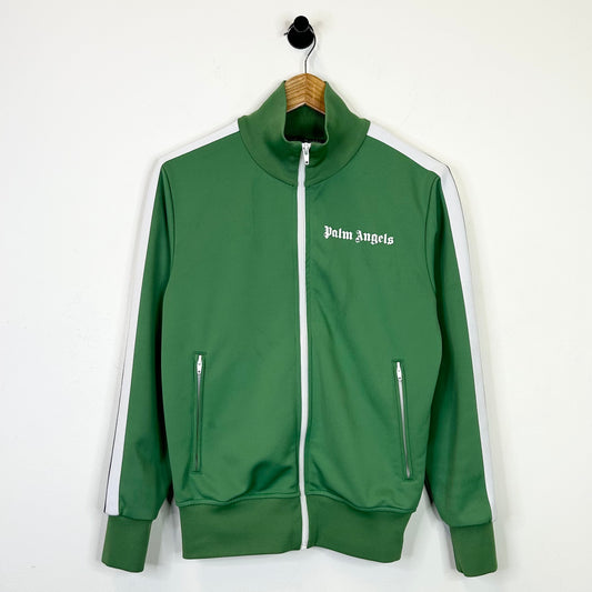 PALM ANGELS GREEN WHITE STRIPE TRACK JACKET