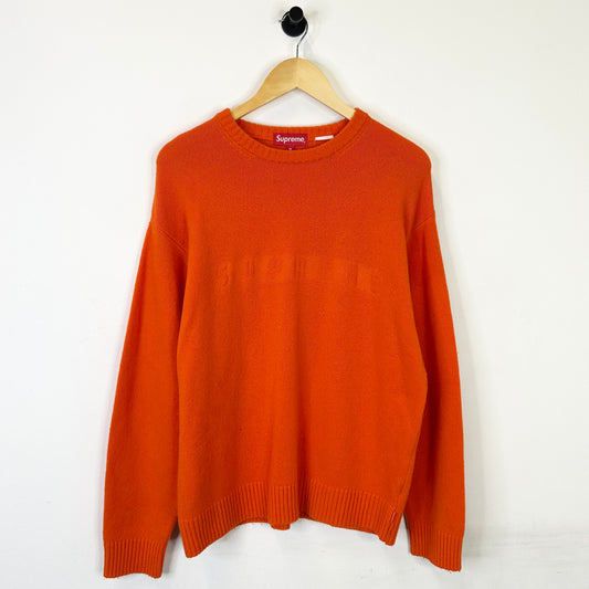 SUPREME EMBOSSED ORANGE KNIT SWEATER