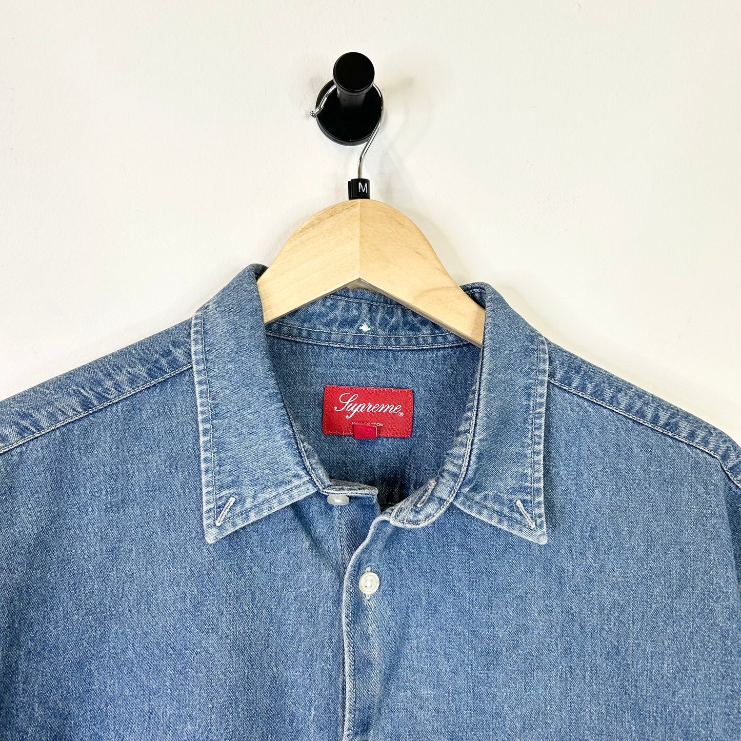 SUPREME THE WORLD IS YOURS DENIM BUTTON UP TEE