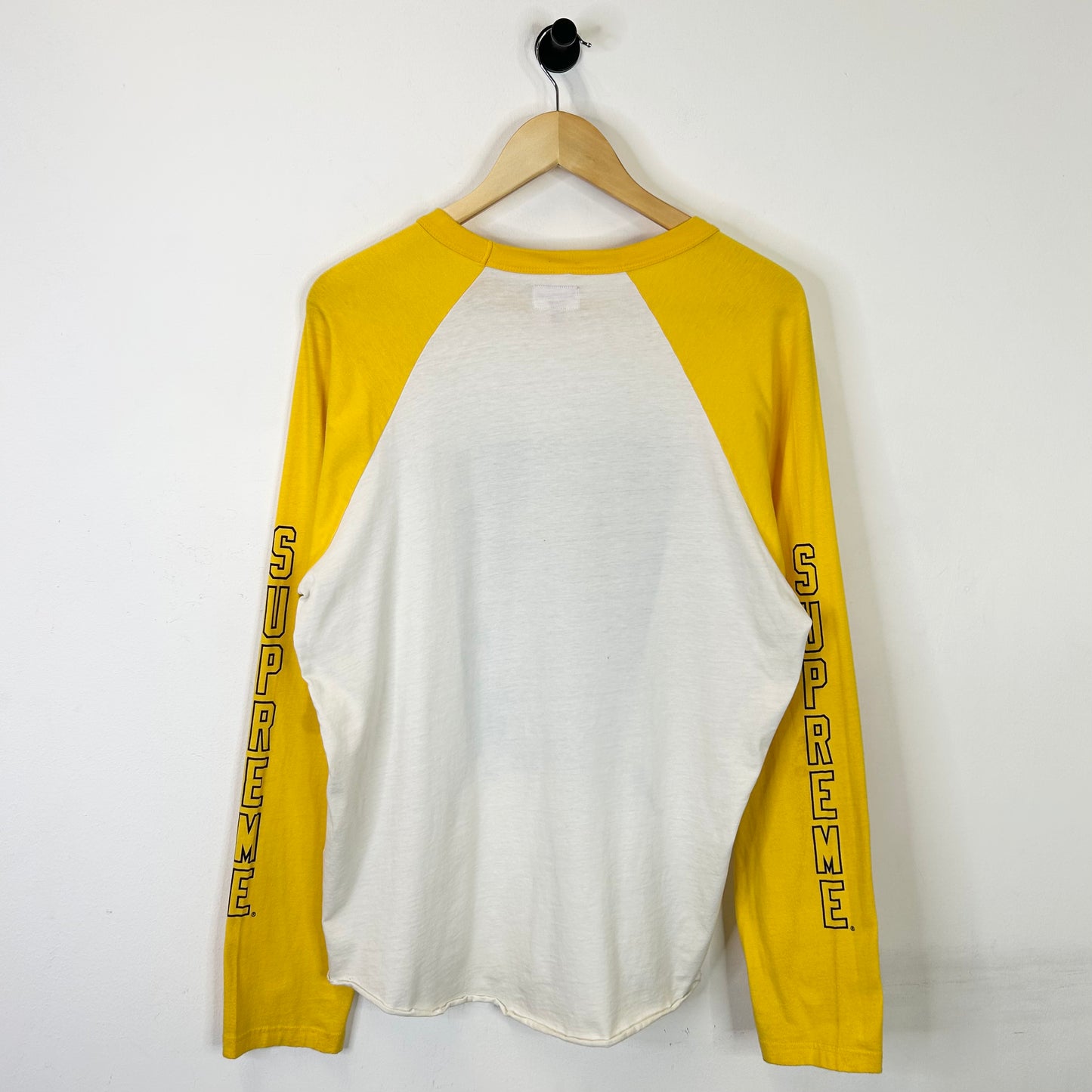 SUPREME DOG RAGLAN YELLOW AND WHITE LONG SLEEVE