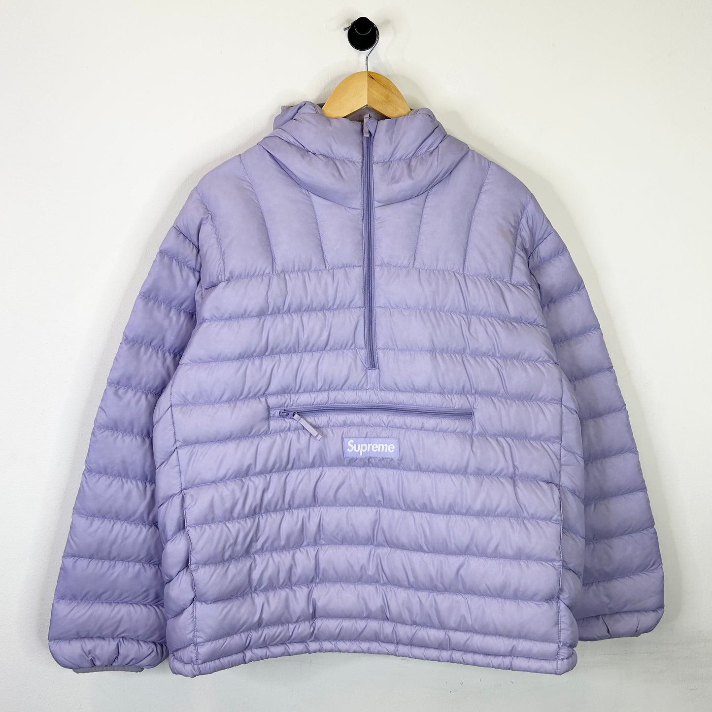 SUPREME MICRO DOWN HALF HOODED LILAC PULLOVER