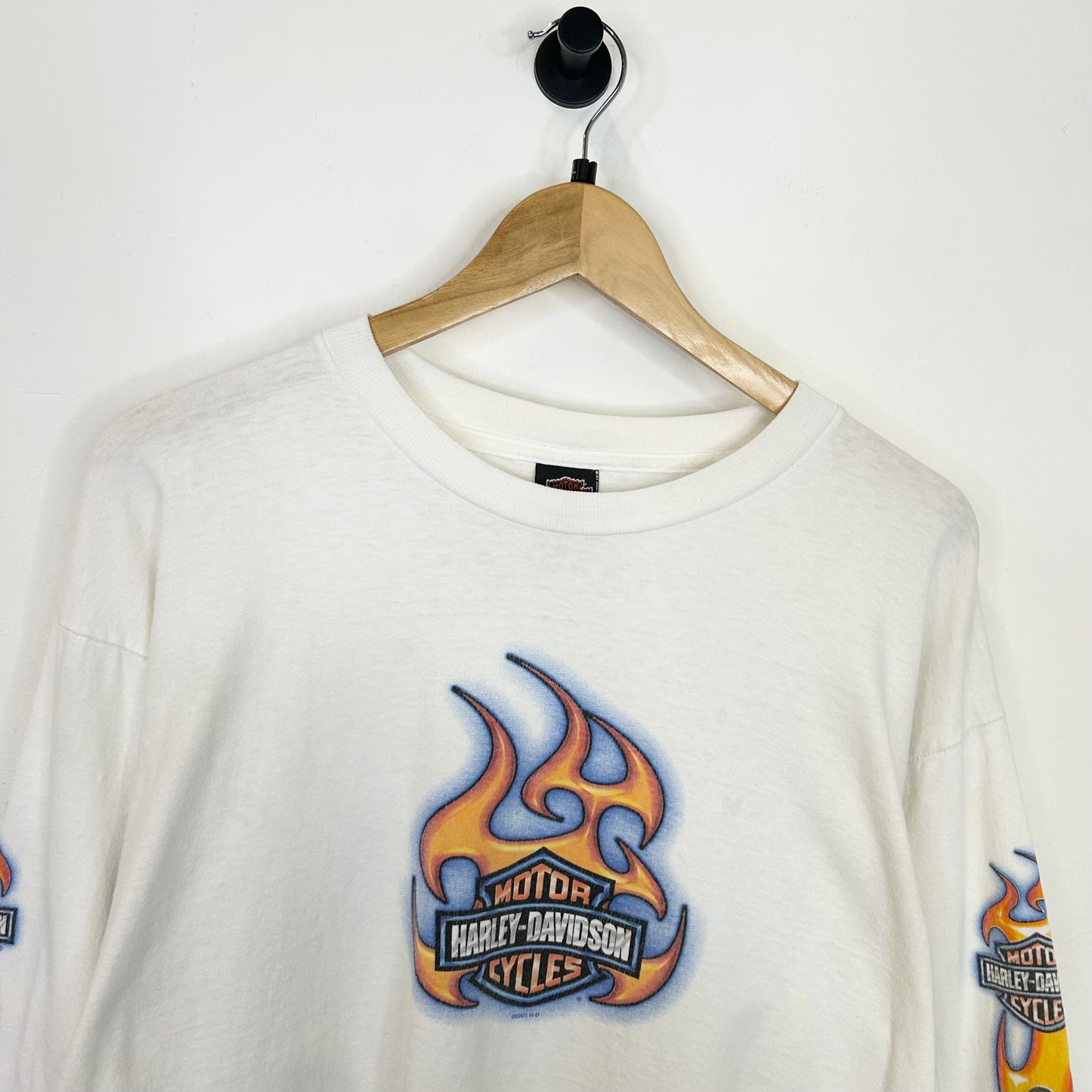 HARLEY DAVIDSON BLUE AND ORANGE FLAME LONGSLEEVE