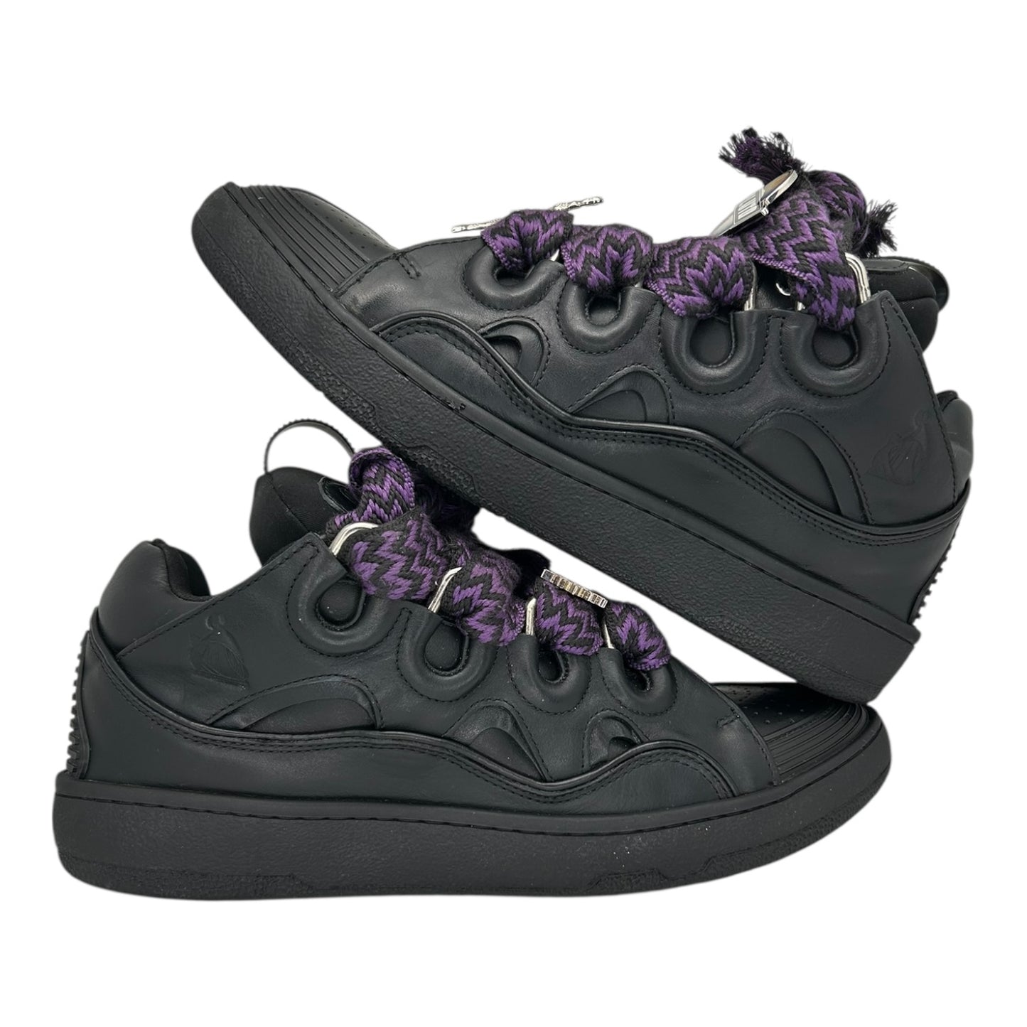 PREOWNED LANVIN CURB SNEAKER BLACK PURPLE