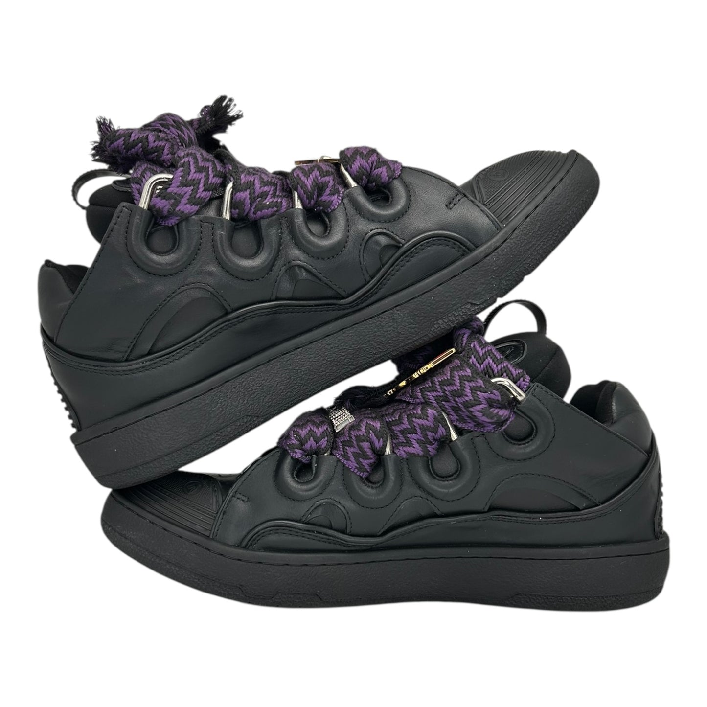 PREOWNED LANVIN CURB SNEAKER BLACK PURPLE
