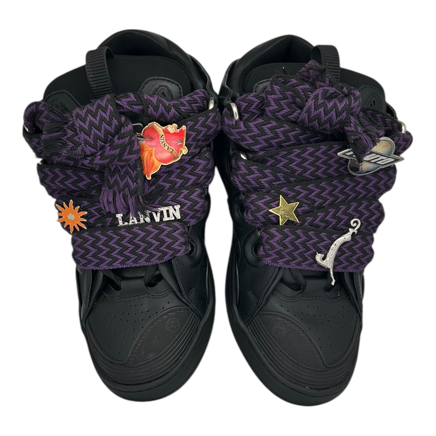 PREOWNED LANVIN CURB SNEAKER BLACK PURPLE