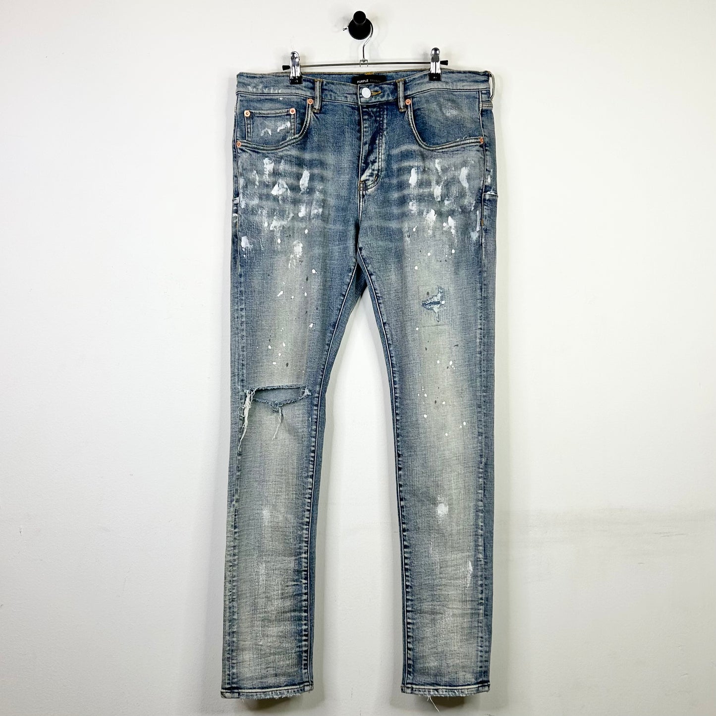 PURPLE BRAND PAINT SPLATTER LIGHT WASH JEANS