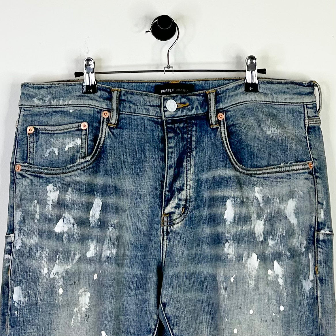 PURPLE BRAND PAINT SPLATTER LIGHT WASH JEANS
