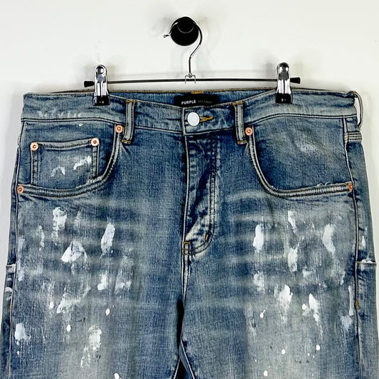 PURPLE BRAND PAINT SPLATTER LIGHT WASH JEANS