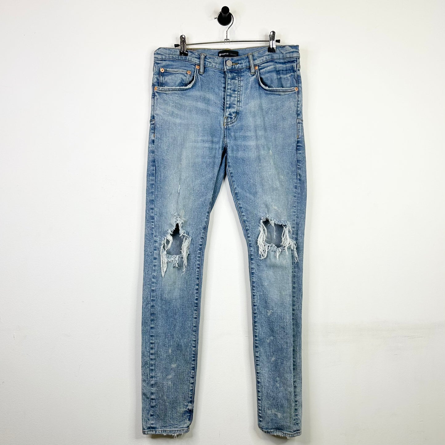 PURPLE BRAND DISTRESSED LIGHT WASH JEANS