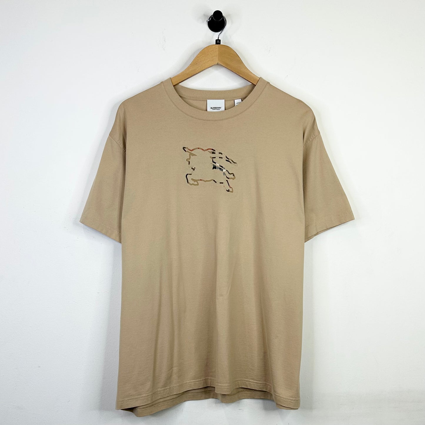 BURBERRY EQUESTRIAN KNIGHT LOGO BEIGE TEE