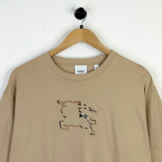 BURBERRY EQUESTRIAN KNIGHT LOGO BEIGE TEE