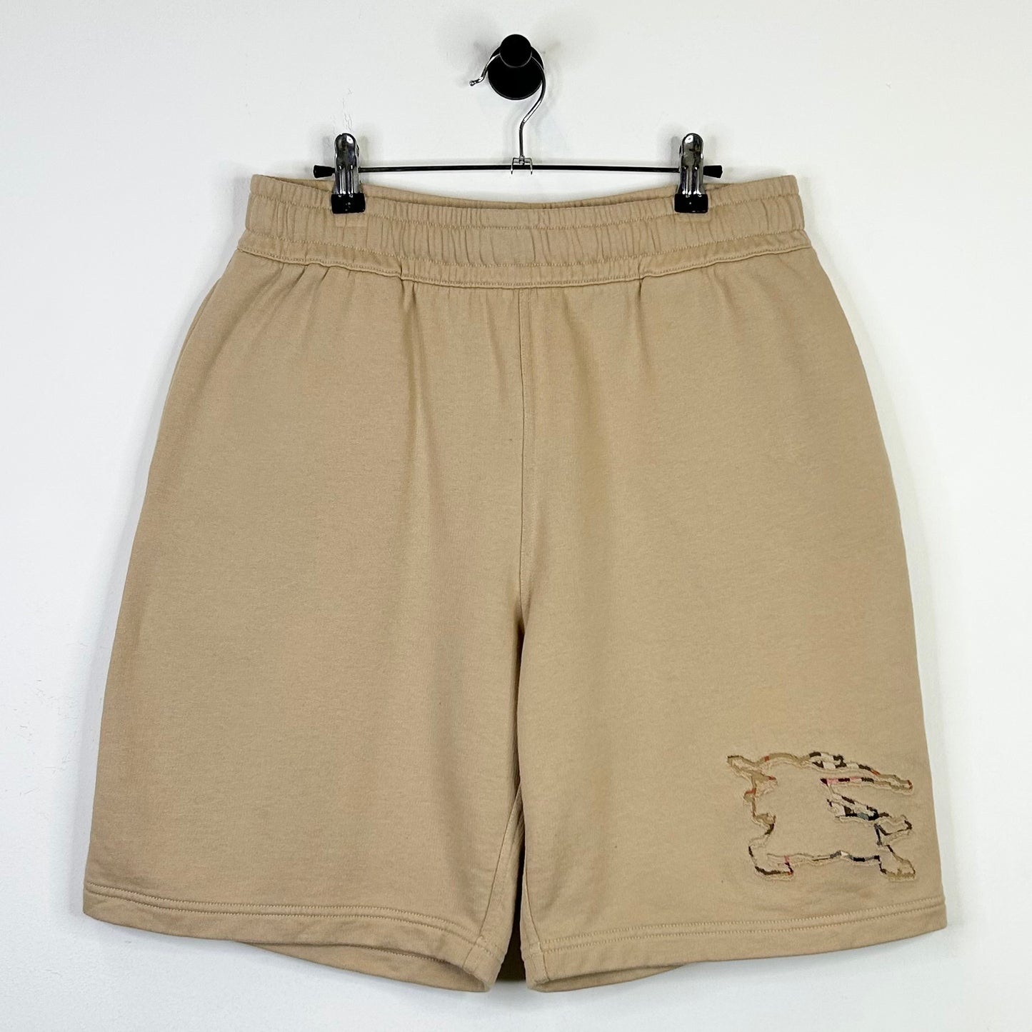 BURBERRY EQUESTRIAN KNIGHT LOGO BEIGE SHORTS