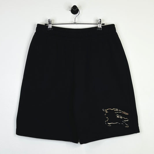 BURBERRY EQUESTRIAN KNIGHT LOGO BLACK SHORTS