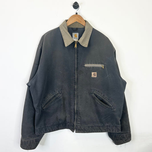 CARHARTT DETROIT LINED GREY DISTRESSED JACKET