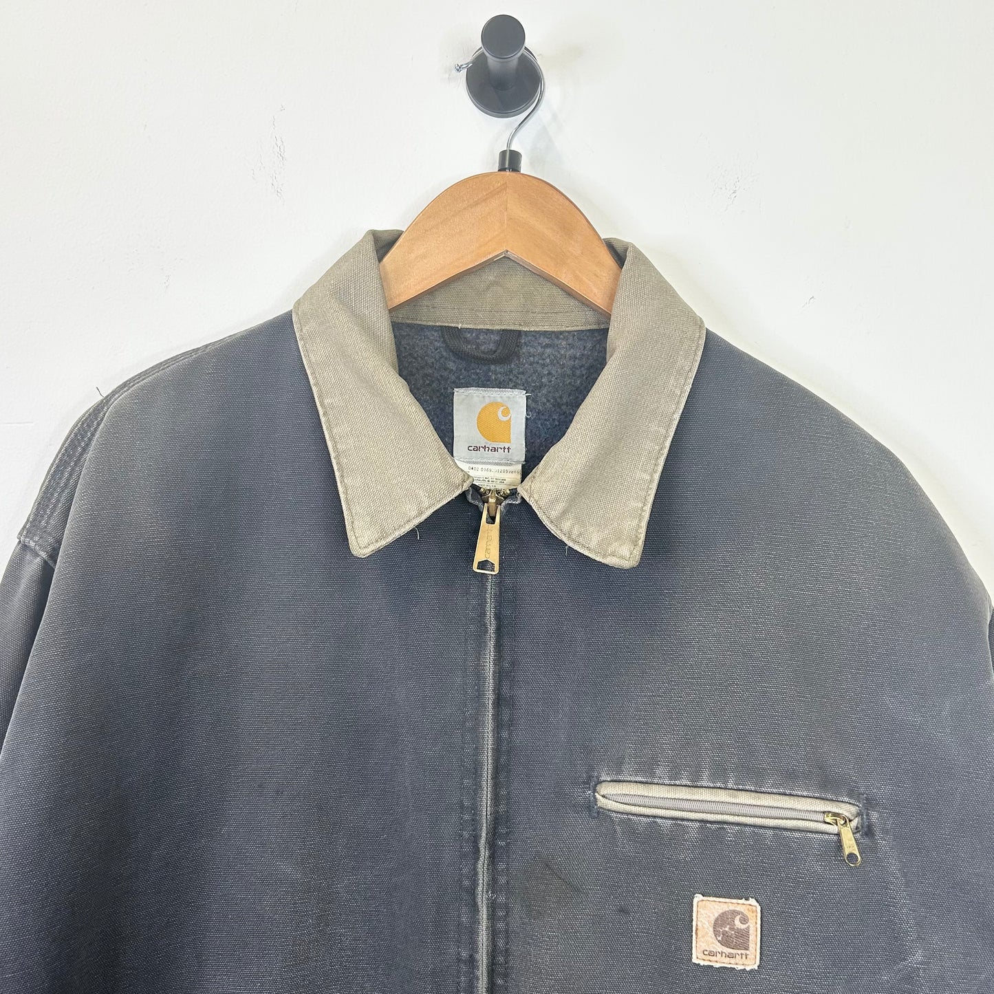 CARHARTT DETROIT LINED GREY DISTRESSED JACKET