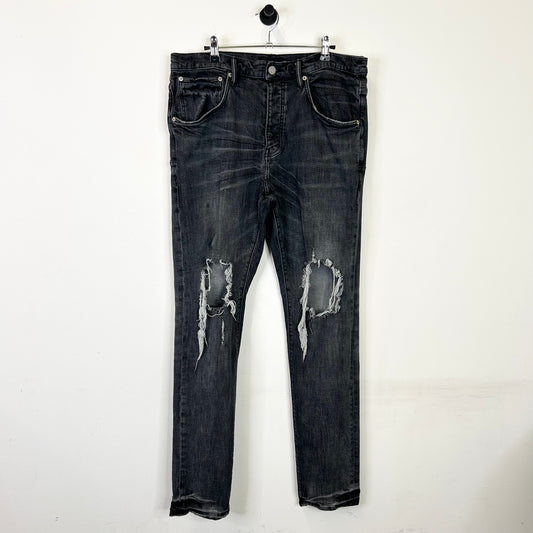 PURPLE BRAND RIPPED SKINNY BLACK JEANS