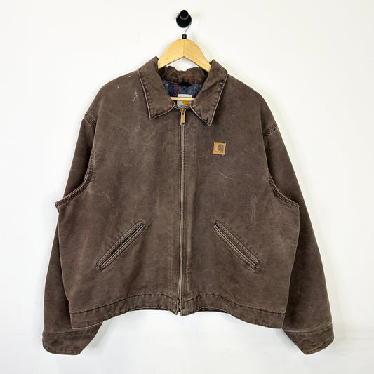 BROWN CARHARTT DETROIT LINED JACKET