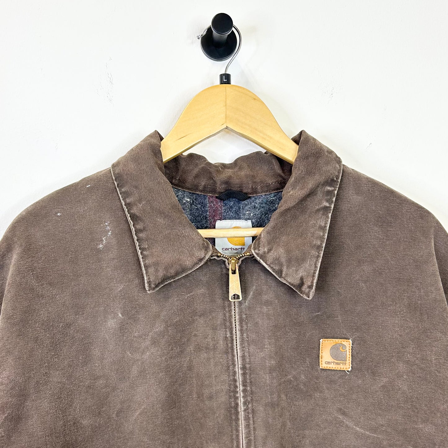 BROWN CARHARTT DETROIT LINED JACKET