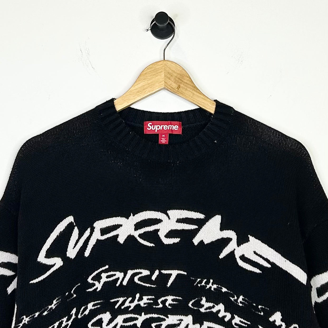 SUPREME FUTURA BLACK WHITE SCRIPT SWEATER