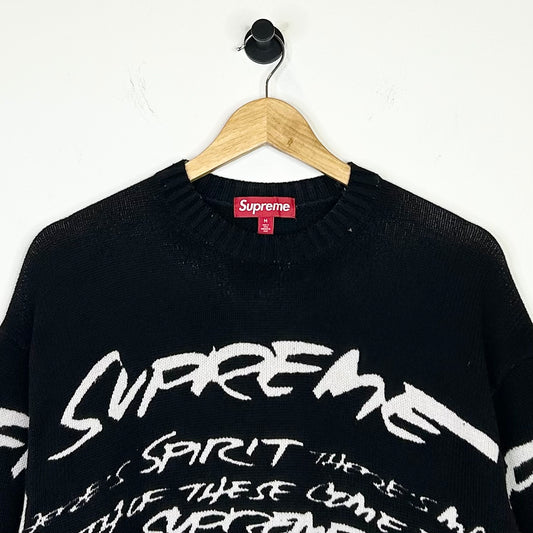 SUPREME FUTURA BLACK WHITE SCRIPT SWEATER