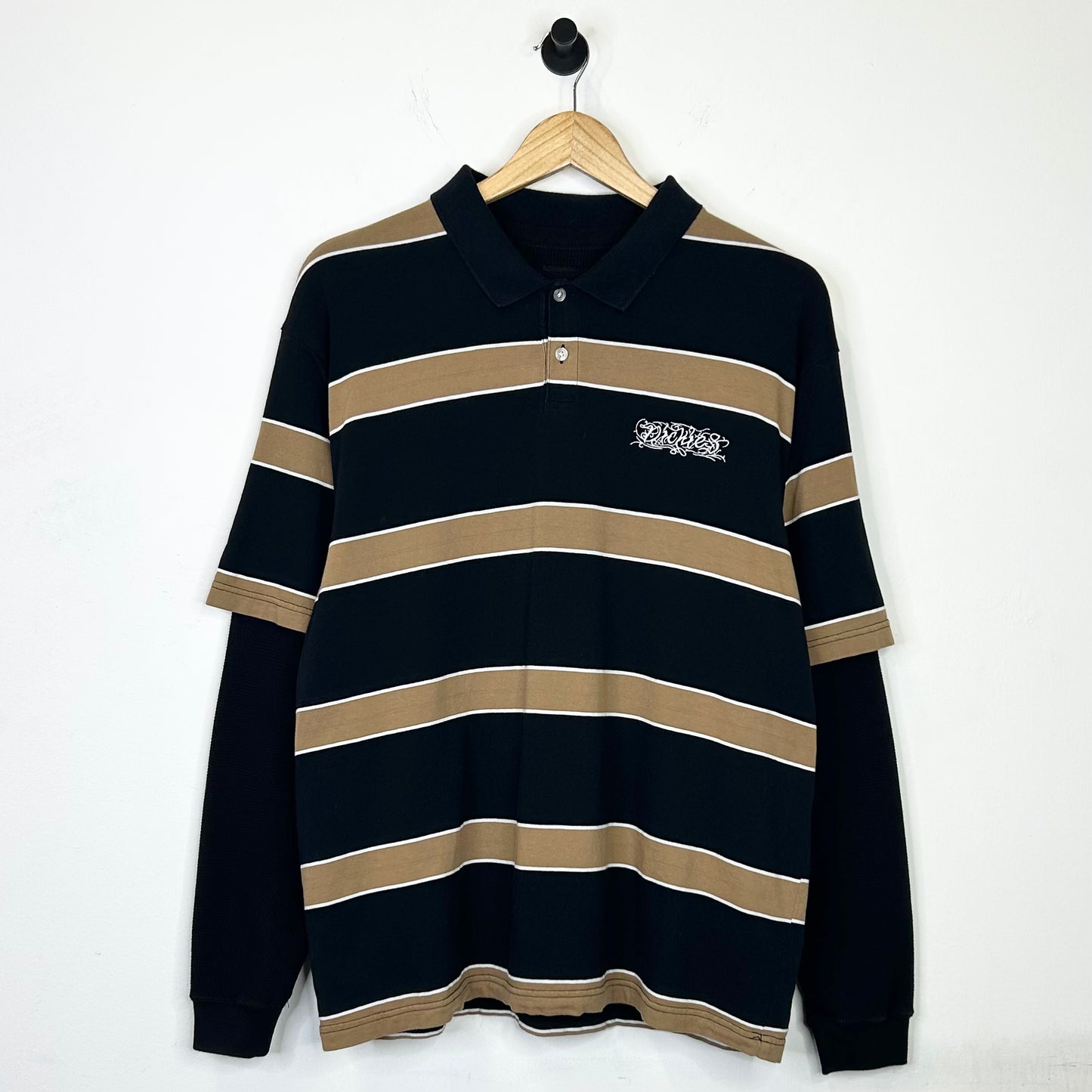 DICKIES BROWN STRIPED WAFFLE POLO