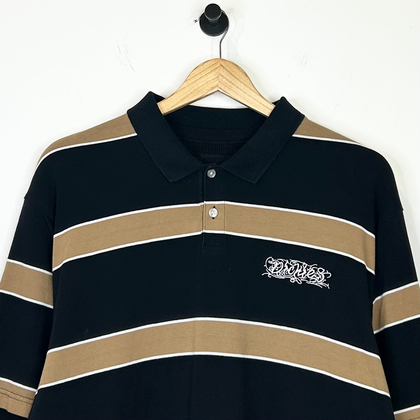 DICKIES BROWN STRIPED WAFFLE POLO