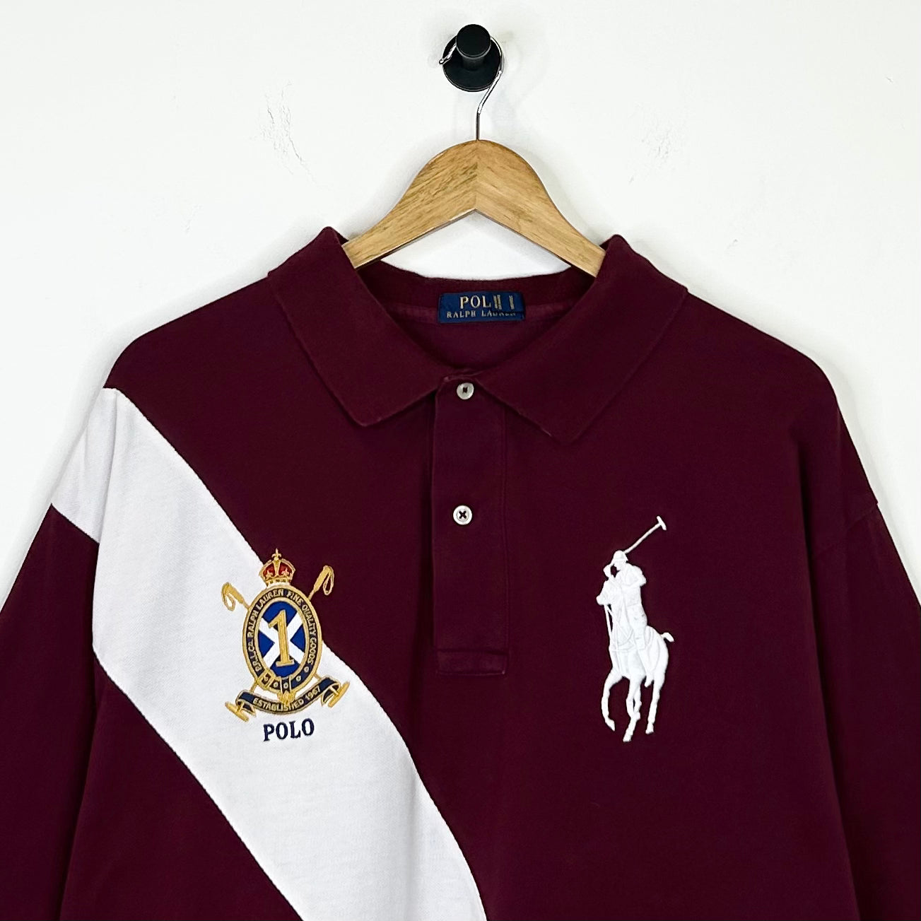 RALPH LAUREN POLO BURGUNDY STRIPED SHIRT
