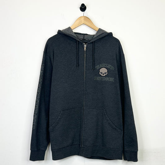 HARLEY DAVIDSON SKULL PATCH ZIP UP HOODIE