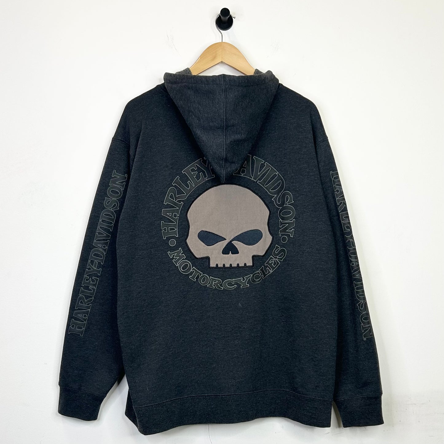 HARLEY DAVIDSON SKULL PATCH ZIP UP HOODIE