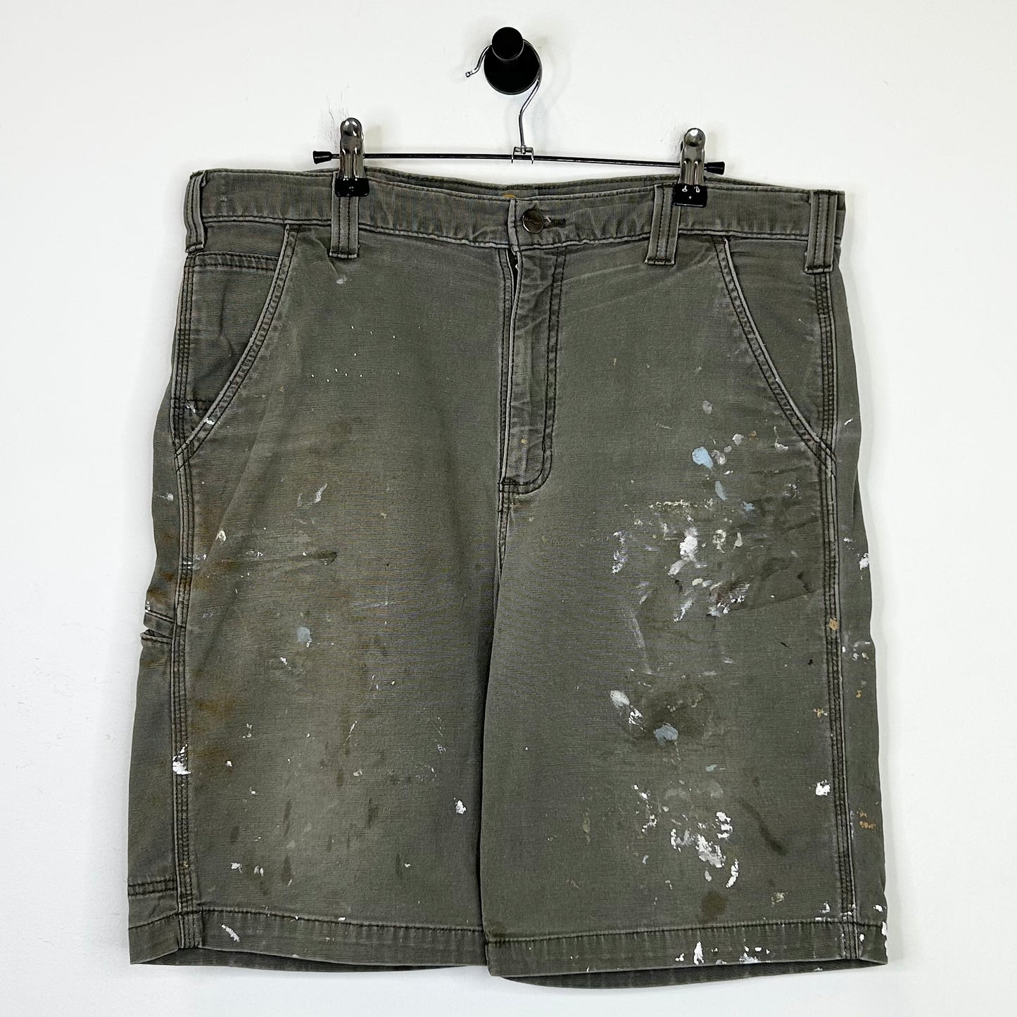 CARHARTT PAINT SPLATTER OLIVE WORK SHORTS