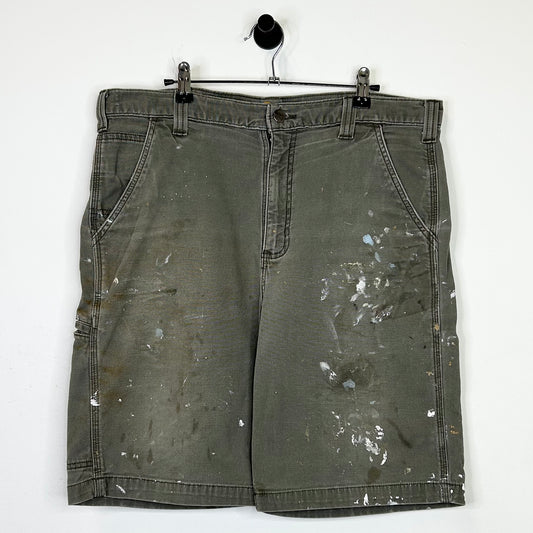 CARHARTT PAINT SPLATTER OLIVE WORK SHORTS