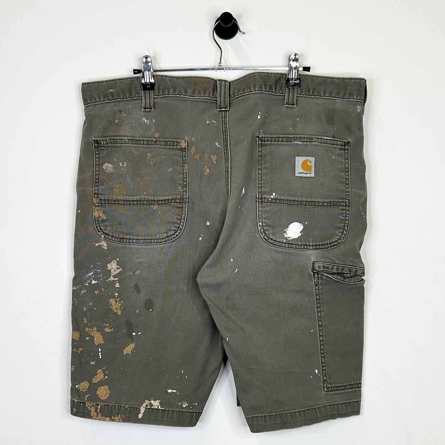 CARHARTT PAINT SPLATTER OLIVE WORK SHORTS