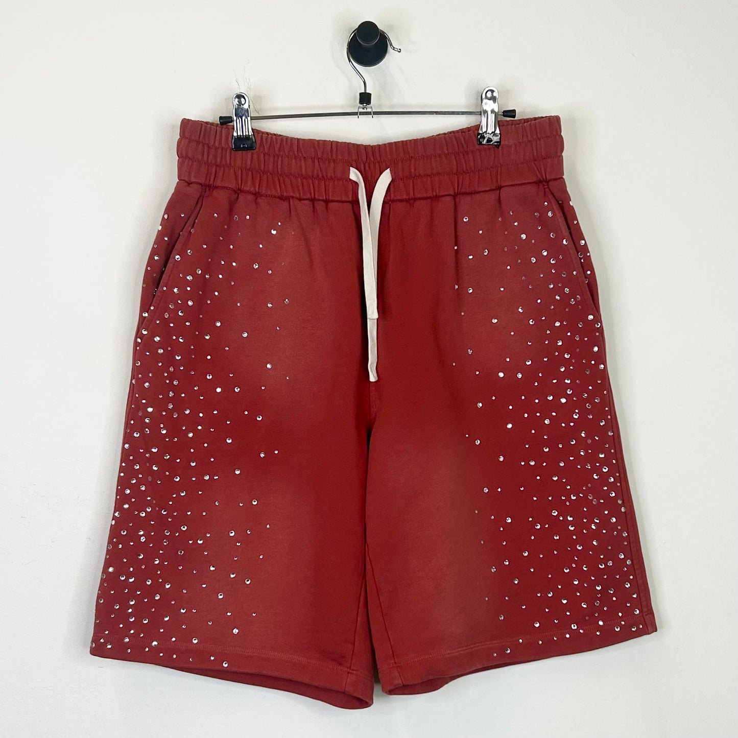 DUAA FADED RED RHINESTONE SHORTS
