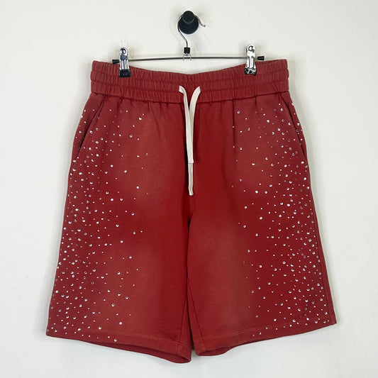 DUAA FADED RED RHINESTONE SHORTS