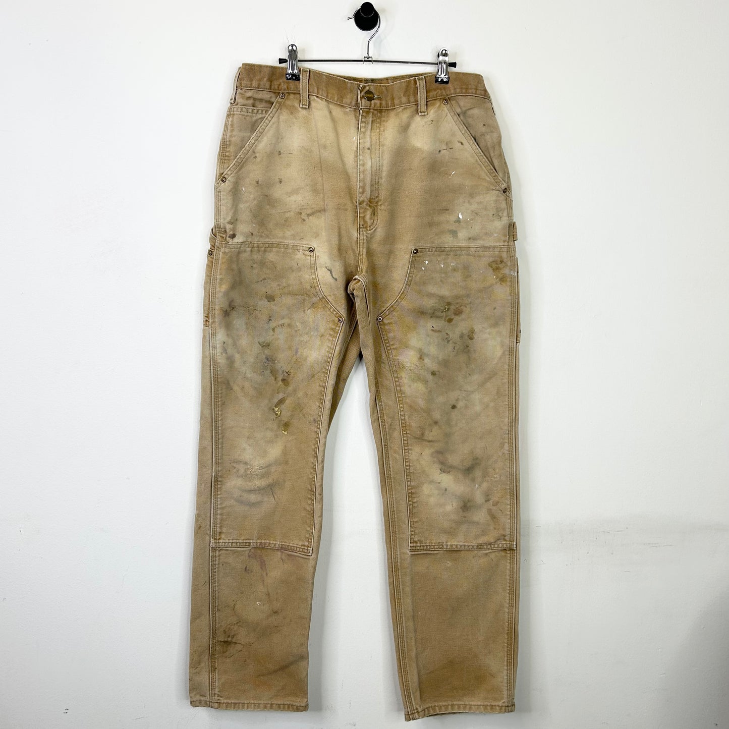 CARHARTT DOUBLE KNEES TAN PAINT SPLATTER PANTS