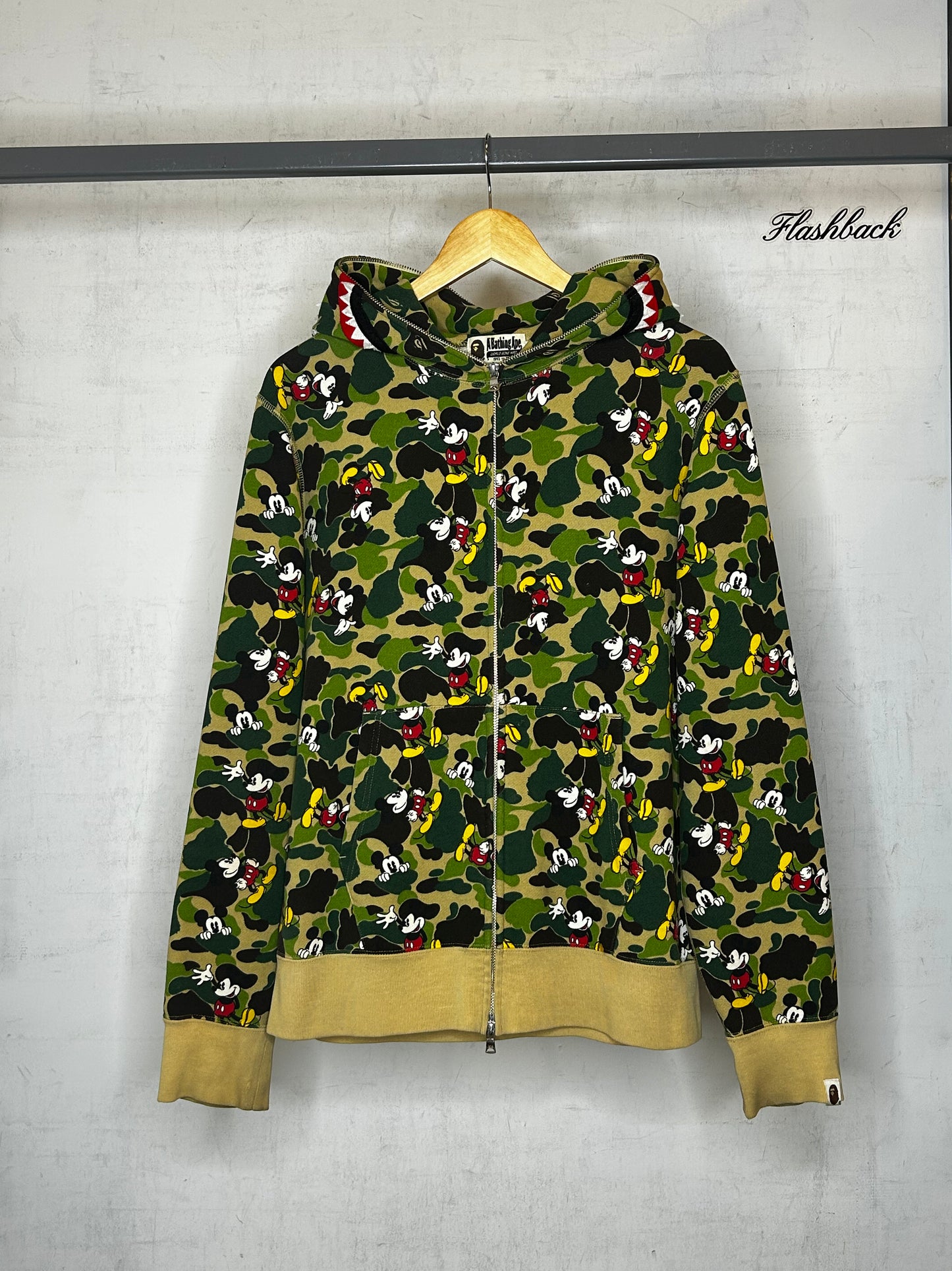 BAPE X MICKEY MOUSE ABC CAMO SHARK FULL ZIP HOODIE