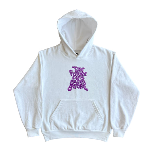 The Future Was Better Before Hoodie (White/Purple)