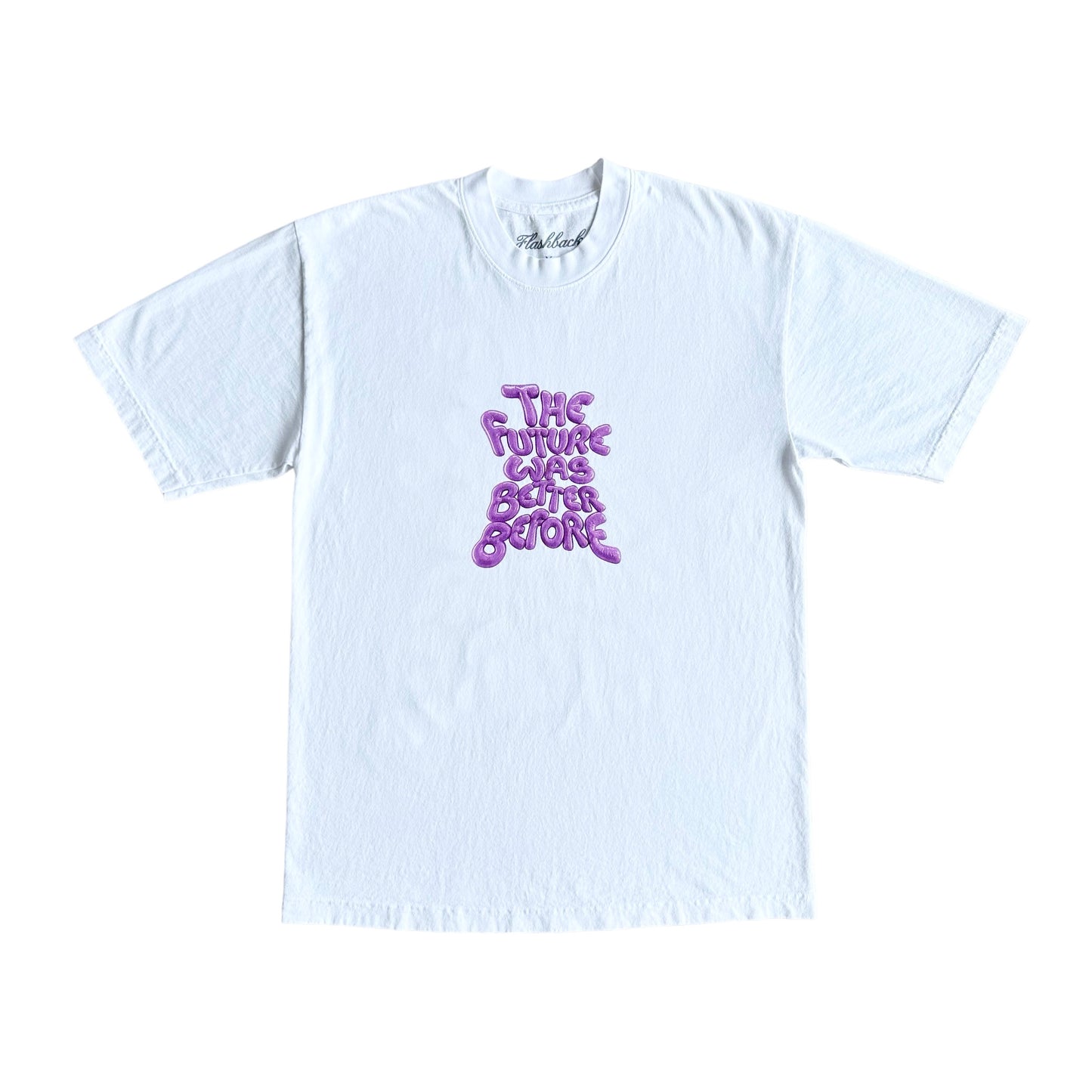 The Future Was Better Before Tee (White/Purple)