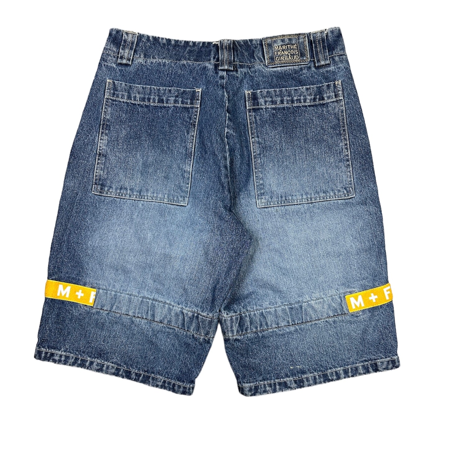 GIRBAUD DENIM STRAP SHORTS BLUE/YELLOW