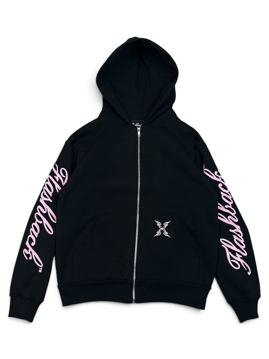 FLASHBACK LOGO ZIP-UP BLACK/PINK